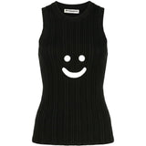 Canotta a coste con motivo smiley in nero Melitta Baumeister - donna 
