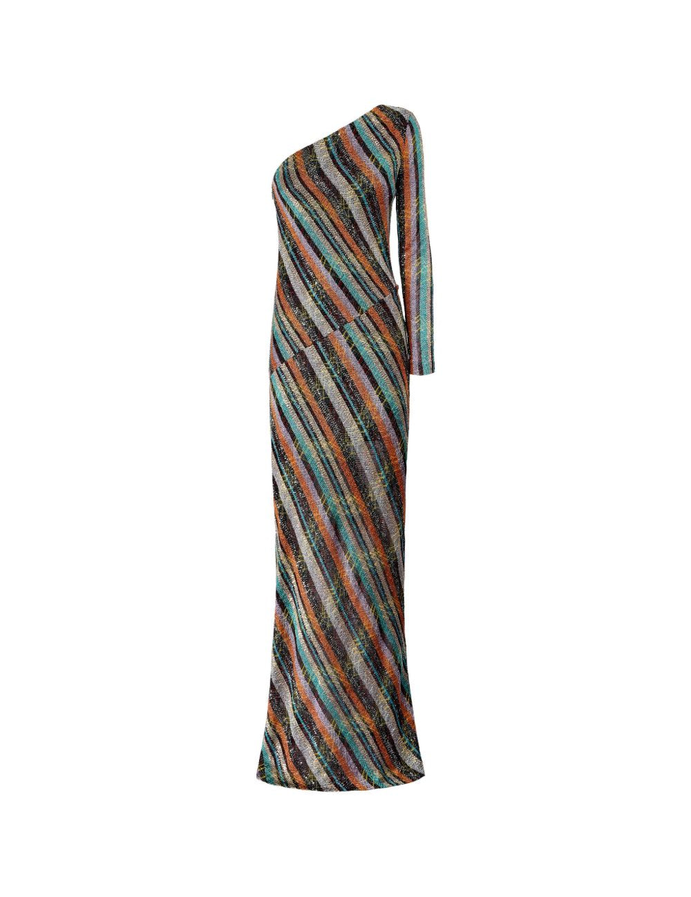 Abito lungo monospalla a righe multicolore Missoni - donna 