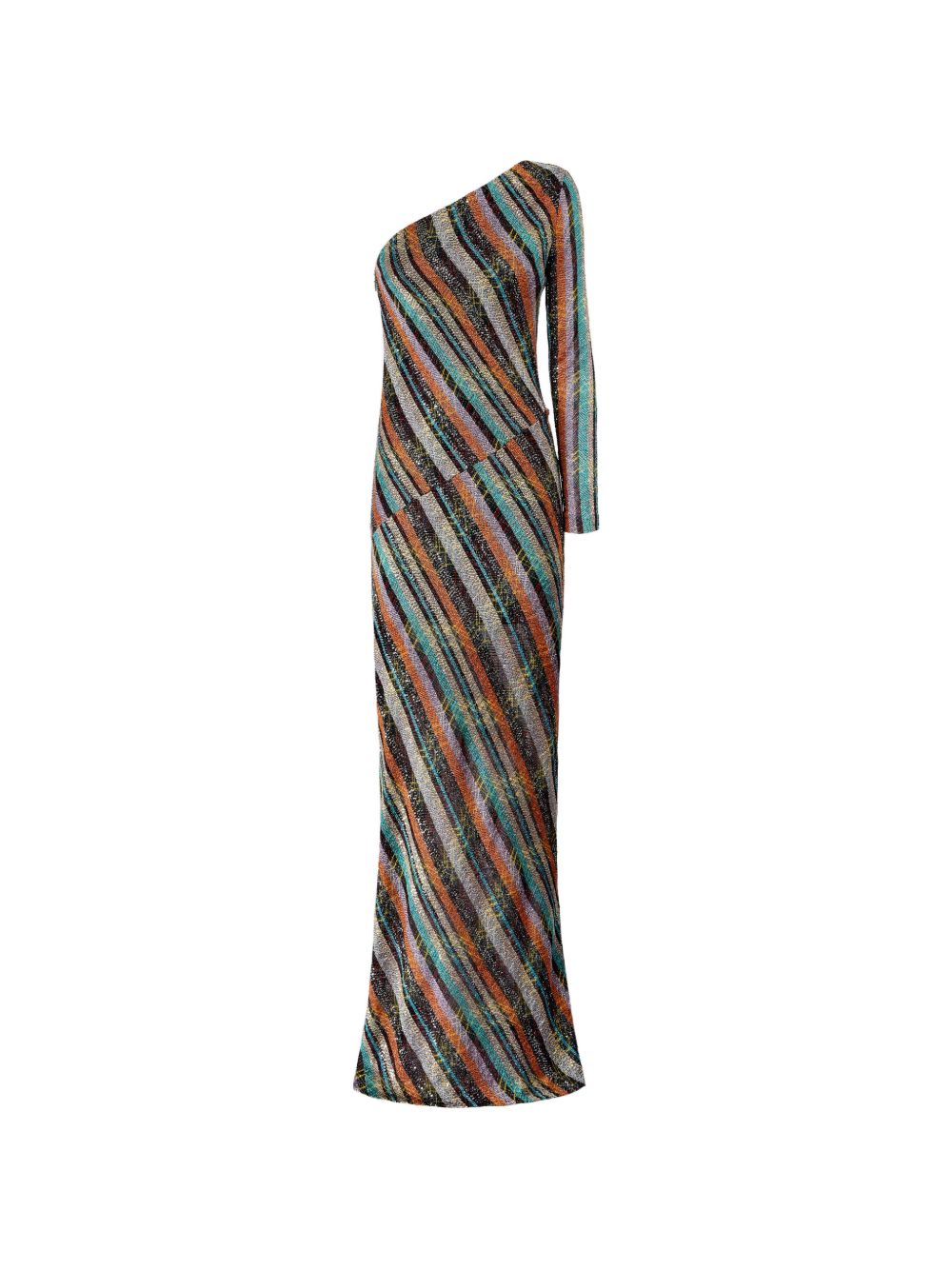Abito lungo monospalla a righe multicolore Missoni - donna 