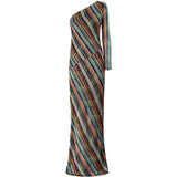 Abito lungo monospalla a righe multicolore Missoni - donna 