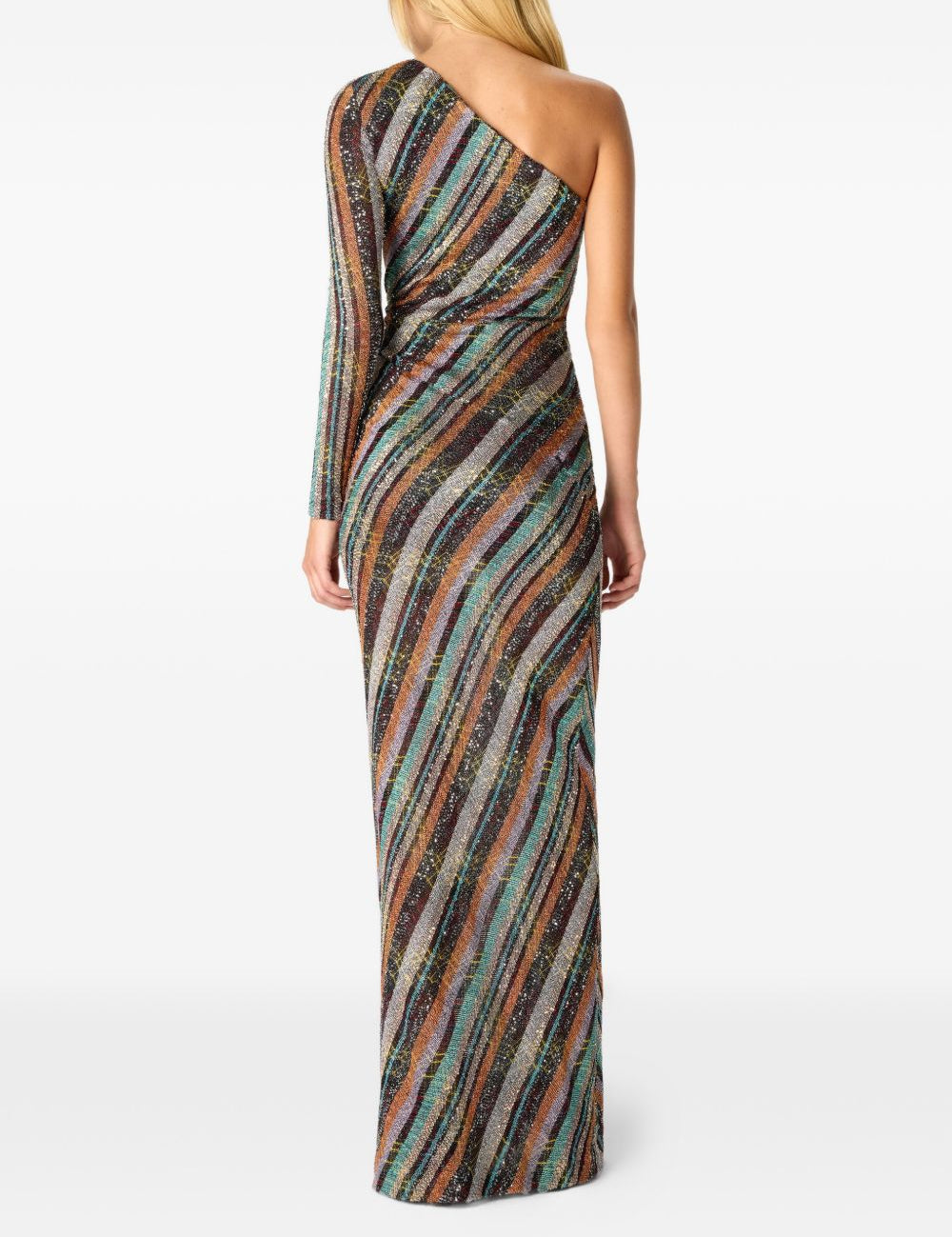 Abito lungo monospalla a righe multicolore Missoni - donna 
