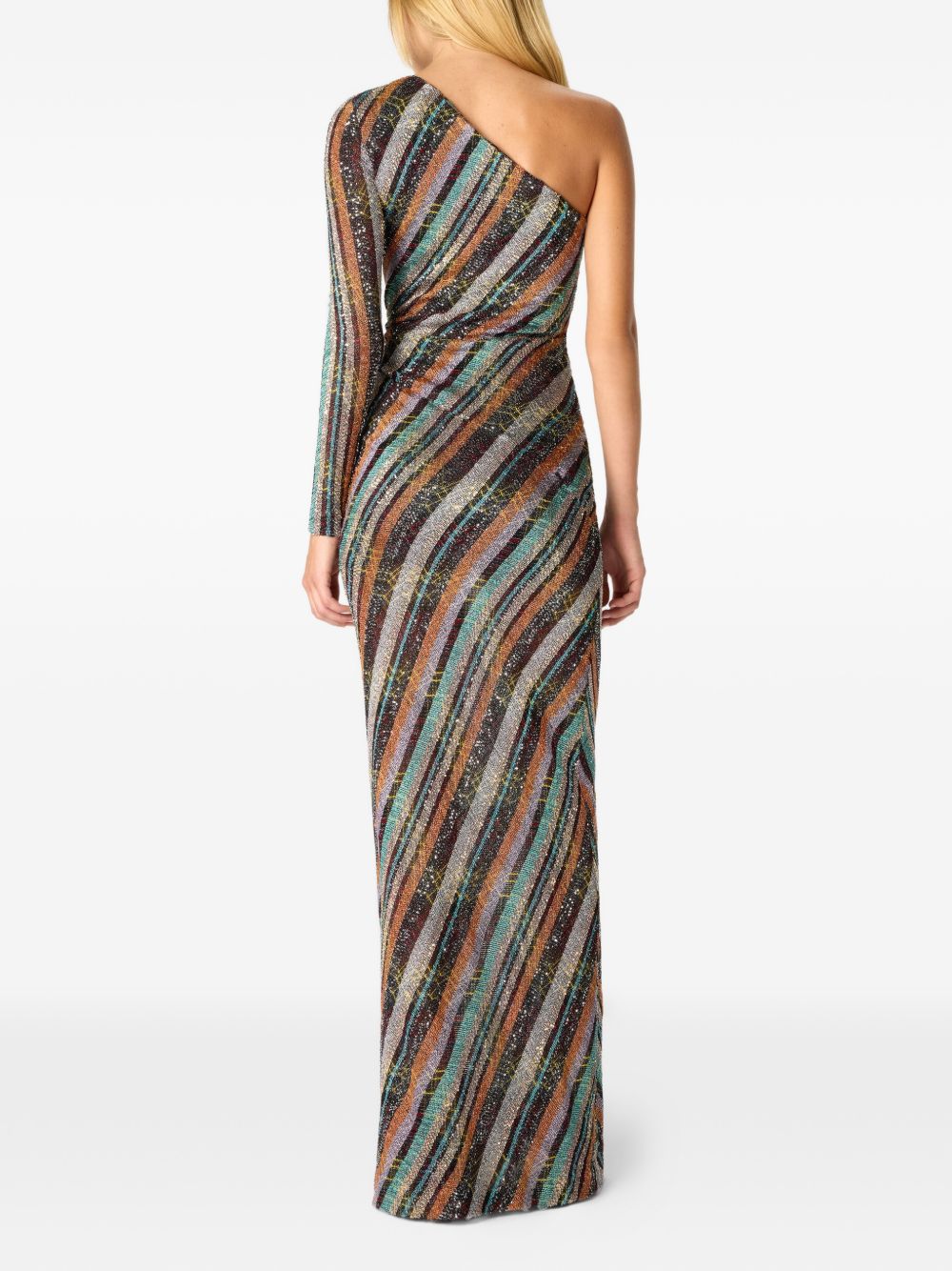 Abito lungo monospalla a righe multicolore Missoni - donna 