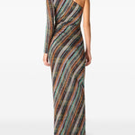 Abito lungo monospalla a righe multicolore Missoni - donna 