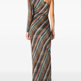 Abito lungo monospalla a righe multicolore Missoni - donna 