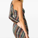 Abito lungo monospalla a righe multicolore Missoni - donna 