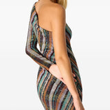 Abito lungo monospalla a righe multicolore Missoni - donna 