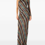 Abito lungo monospalla a righe multicolore Missoni - donna 