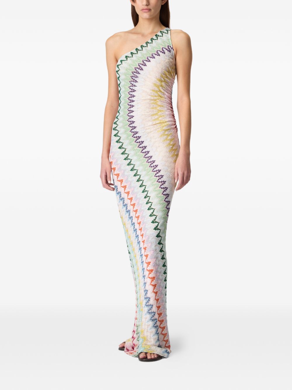 Abito lungo monospalla a righe multicolore Missoni - donna 