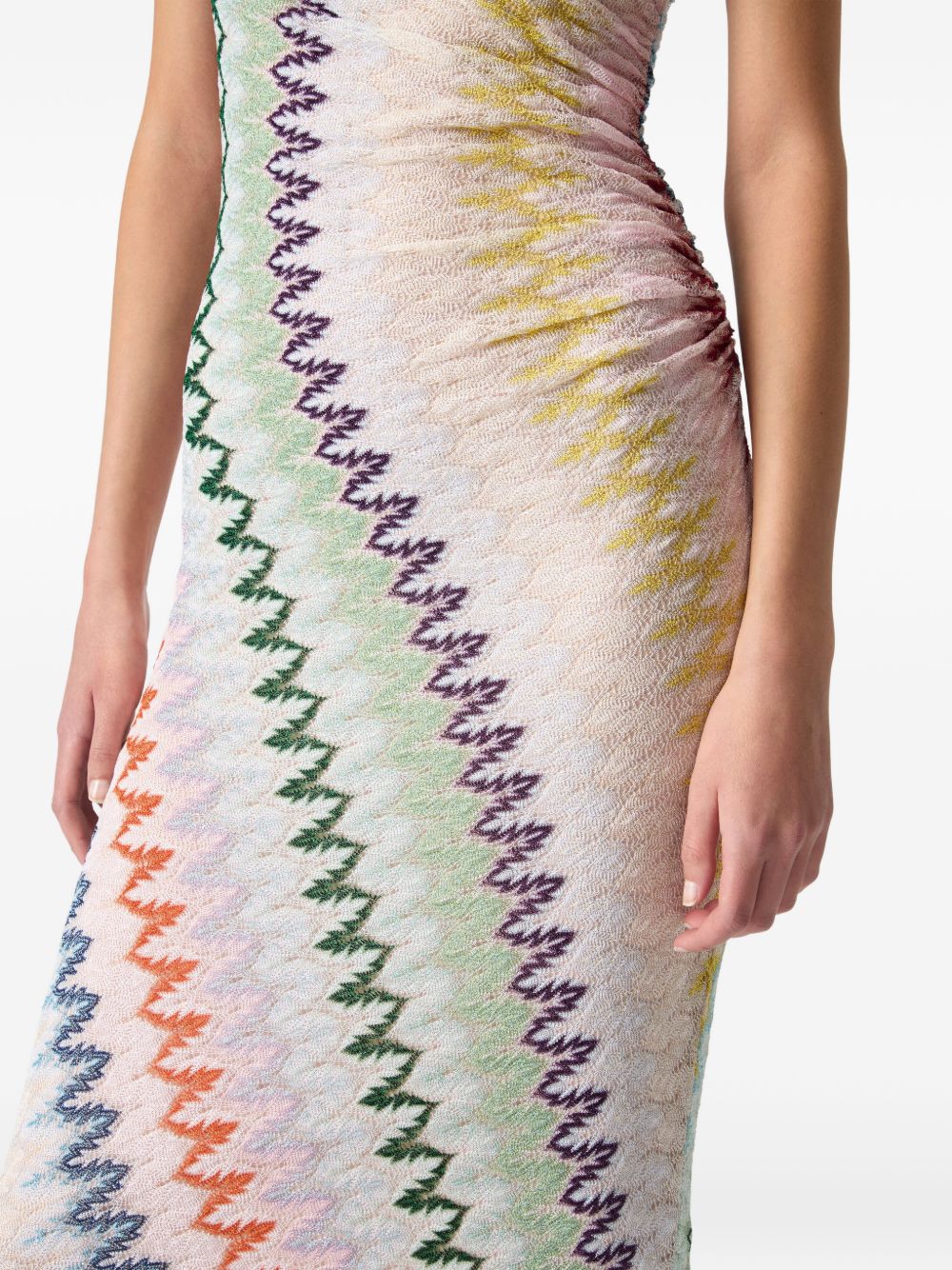 Abito lungo monospalla a righe multicolore Missoni - donna 