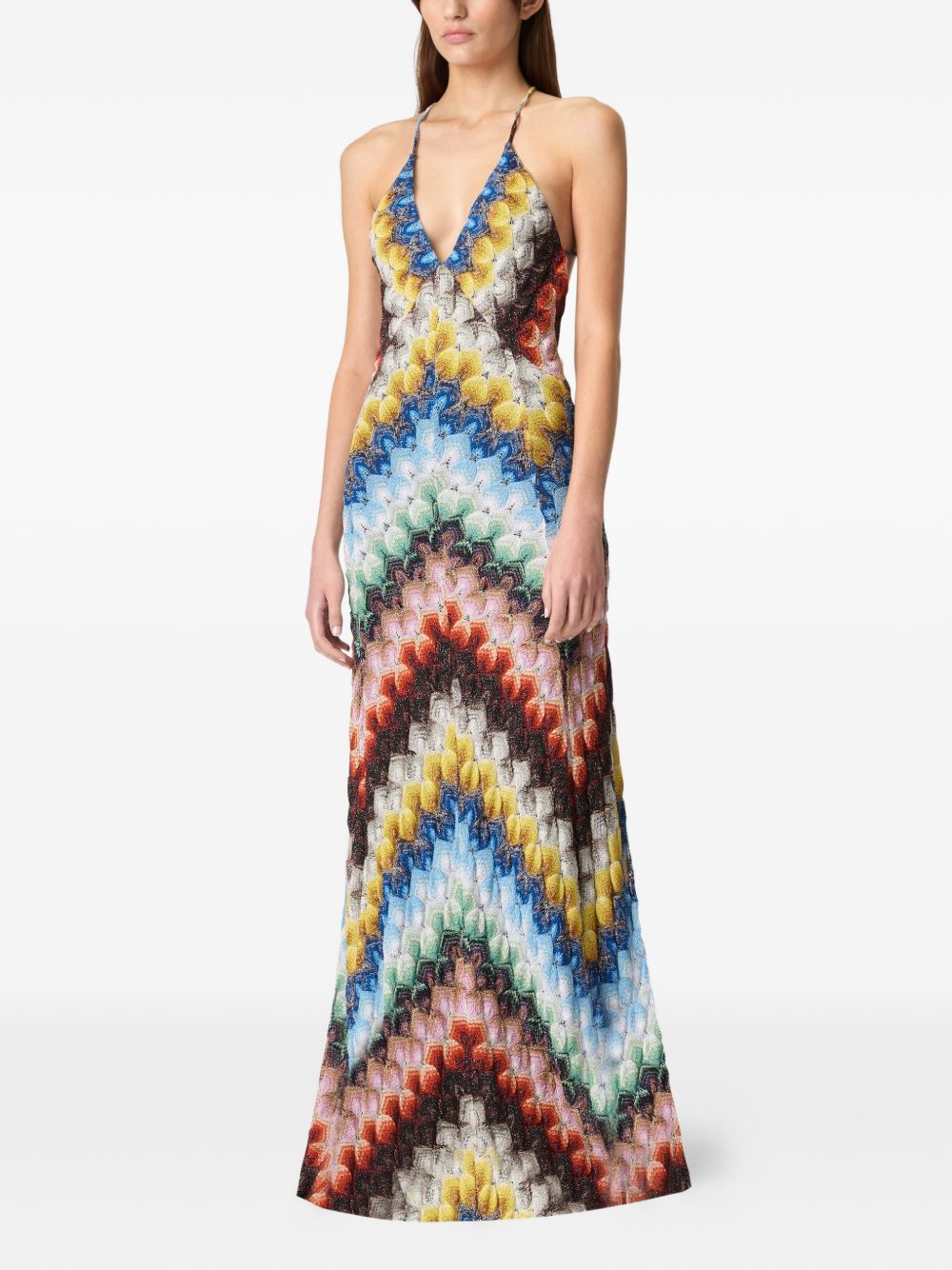 Abito lungo con scollo a V multicolore Missoni - donna 