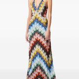 Abito lungo con scollo a V multicolore Missoni - donna 