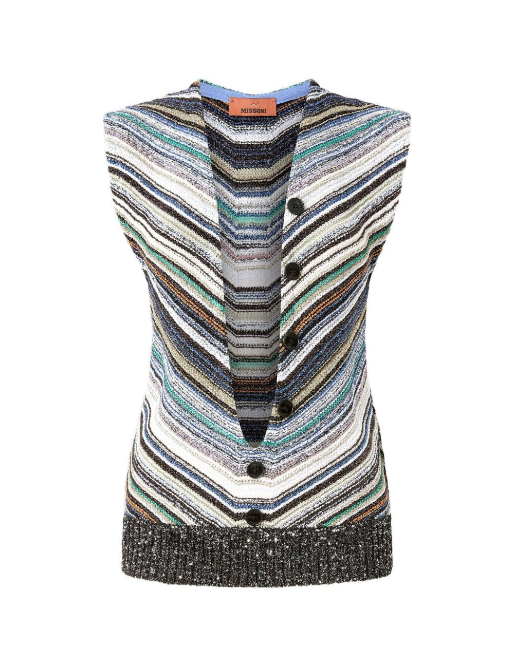 Gilet a righe con applicazione di paillettes in blu Missoni - donna 