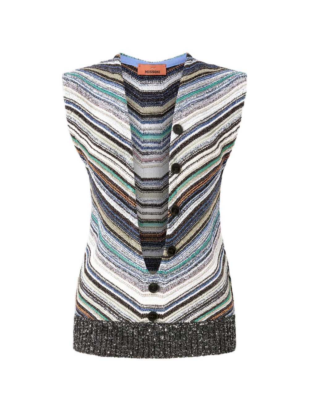 Gilet a righe con applicazione di paillettes in blu Missoni - donna 
