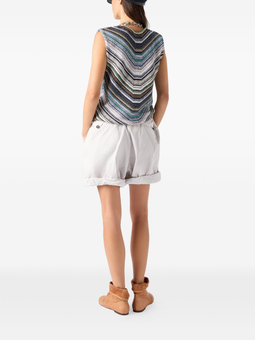 Gilet a righe con applicazione di paillettes in blu Missoni - donna 