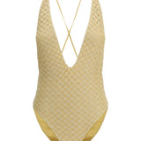Costume da bagno con scollo a V in oro Missoni - donna 