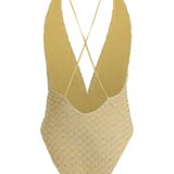 Costume da bagno con scollo a V in oro Missoni - donna 