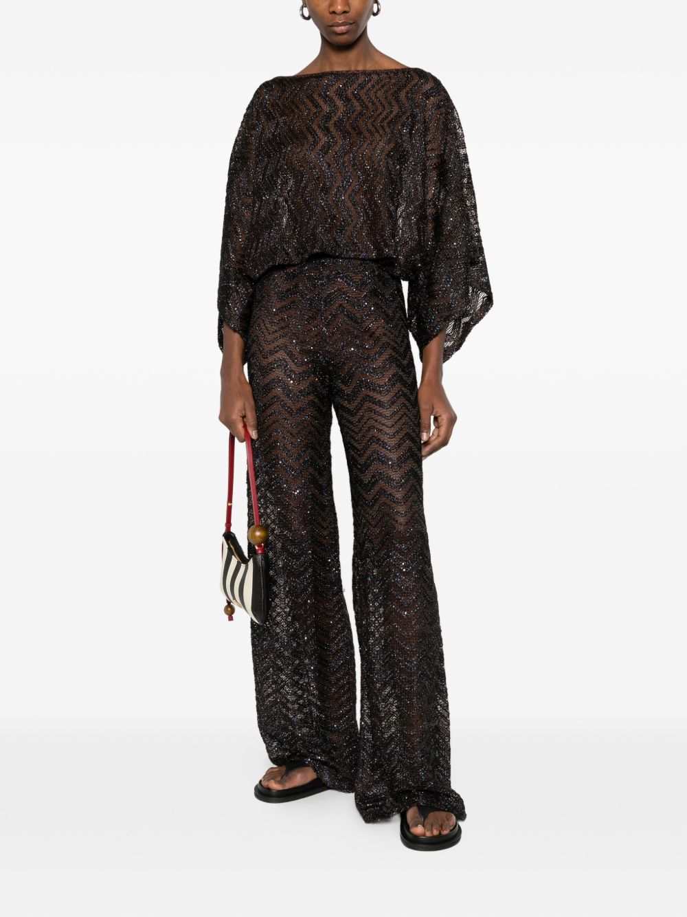 Pantaloni con motivo chevron in marrone Missoni - donna 
