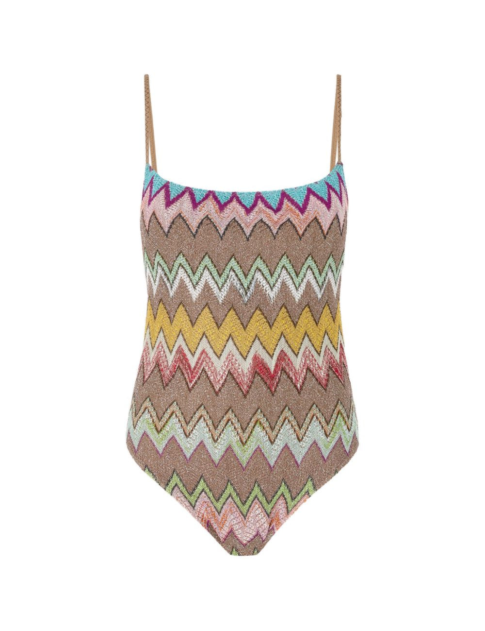 Costume intero con motivo a zigzag in beige Missoni - donna 
