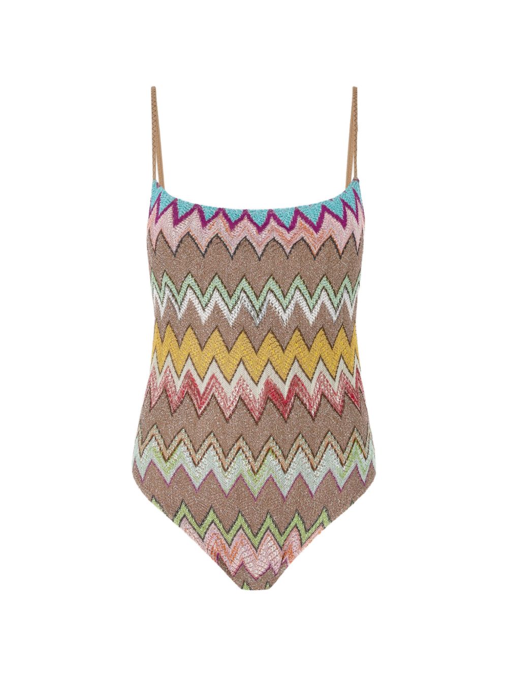 Costume intero con motivo a zigzag in beige Missoni - donna 