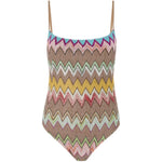 Costume intero con motivo a zigzag in beige Missoni - donna 