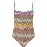 Costume intero con motivo a zigzag in beige Missoni - donna 