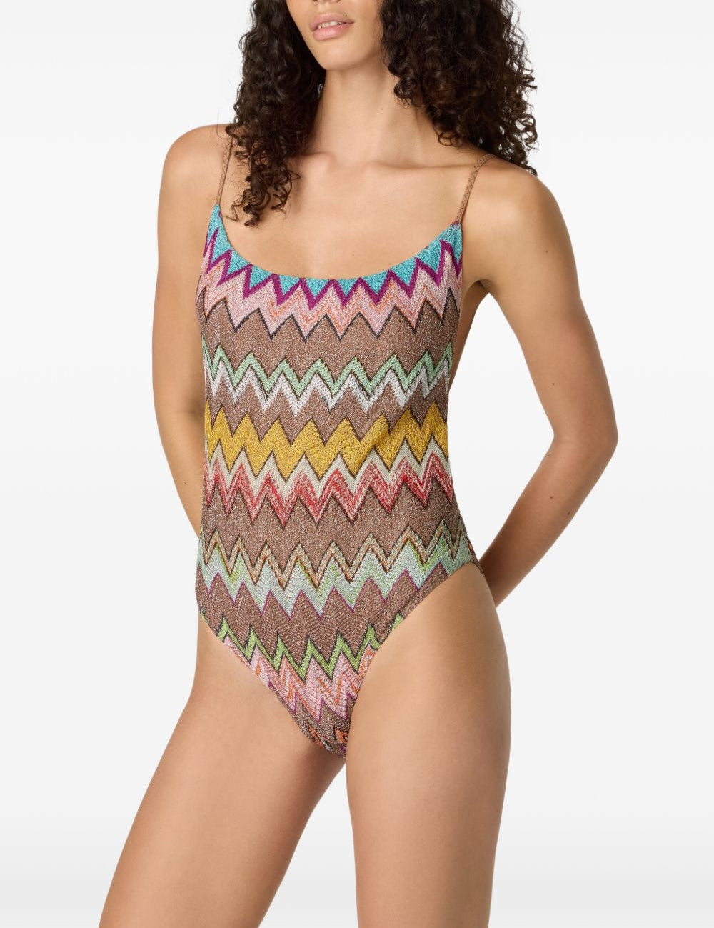 Costume intero con motivo a zigzag in beige Missoni - donna 