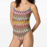 Costume intero con motivo a zigzag in beige Missoni - donna 