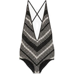 Costume da bagno con paillettes a zigzag in bianco e nero Missoni - donna 