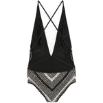 Costume da bagno con paillettes a zigzag in bianco e nero Missoni - donna 