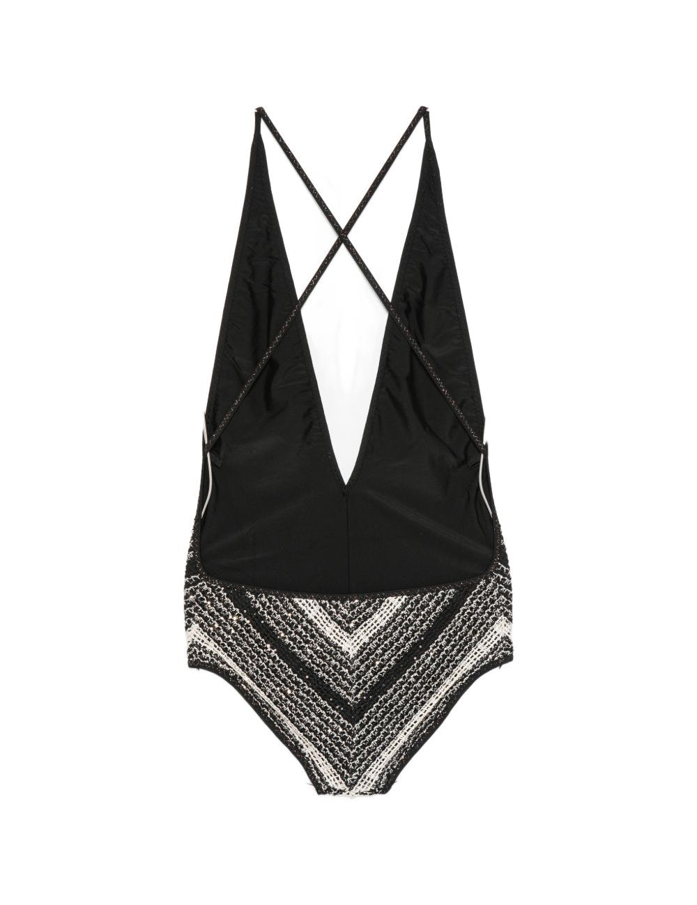 Costume da bagno con paillettes a zigzag in bianco e nero Missoni - donna 