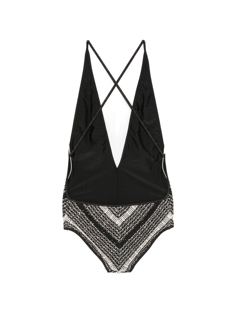 Costume da bagno con paillettes a zigzag in bianco e nero Missoni - donna 