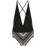 Costume da bagno con paillettes a zigzag in bianco e nero Missoni - donna 