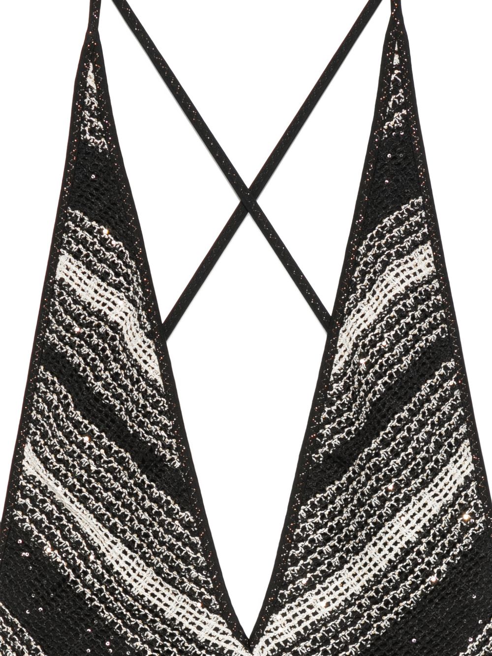 Costume da bagno con paillettes a zigzag in bianco e nero Missoni - donna 