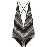Costume da bagno con paillettes a zigzag in bianco e nero Missoni - donna 