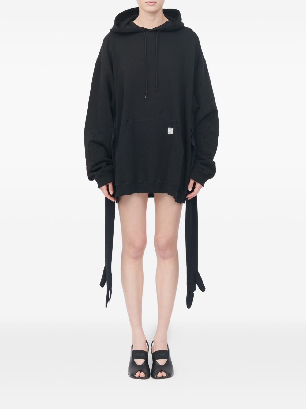 Abito mini con cappuccio in nero Mm6 maison margiela - donna 