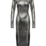 Abito midi con decorazioni all-over in argento Mm6 maison margiela - donna 