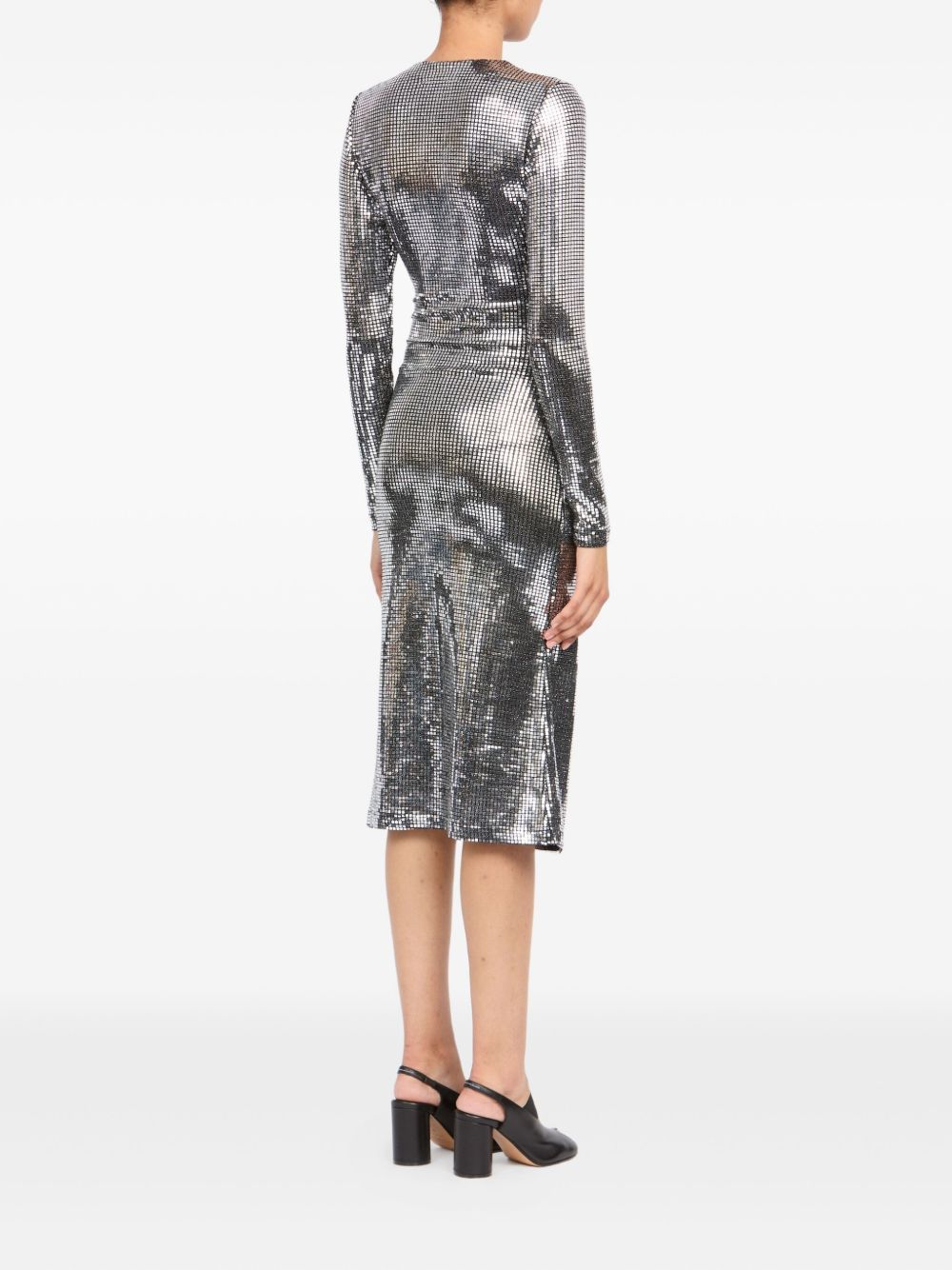Abito midi con decorazioni all-over in argento Mm6 maison margiela - donna 