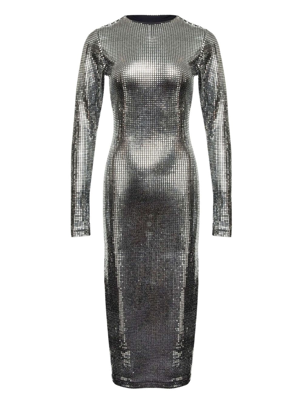 Abito midi con decorazioni all-over in argento Mm6 maison margiela - donna 