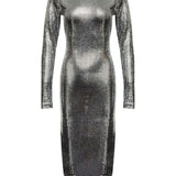 Abito midi con decorazioni all-over in argento Mm6 maison margiela - donna 