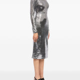 Abito midi con decorazioni all-over in argento Mm6 maison margiela - donna 