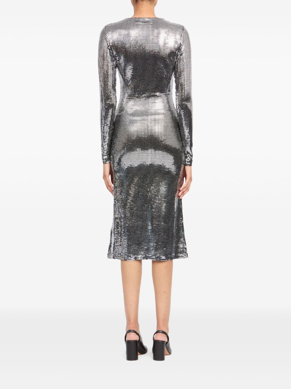 Abito midi con decorazioni all-over in argento Mm6 maison margiela - donna 