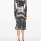 Abito midi con decorazioni all-over in argento Mm6 maison margiela - donna 
