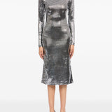 Abito midi con decorazioni all-over in argento Mm6 maison margiela - donna 