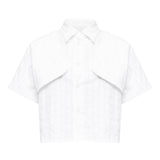 Camicia crop a maniche corte in bianco Mm6 maison margiela - donna 