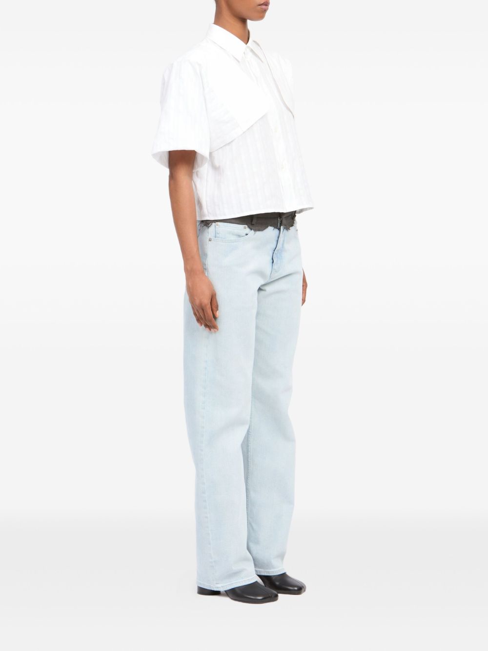 Camicia crop a maniche corte in bianco Mm6 maison margiela - donna 