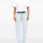 Camicia crop a maniche corte in bianco Mm6 maison margiela - donna 