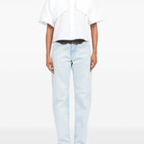Camicia crop a maniche corte in bianco Mm6 maison margiela - donna 