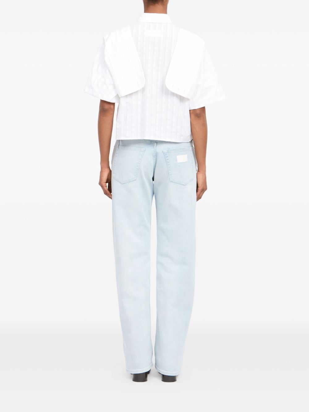 Camicia crop a maniche corte in bianco Mm6 maison margiela - donna 