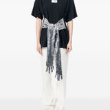 T-shirt con cintura a forma di guanti in paillettes in nero Mm6 maison margiela - donna 