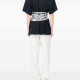 T-shirt con cintura a forma di guanti in paillettes in nero Mm6 maison margiela - donna 